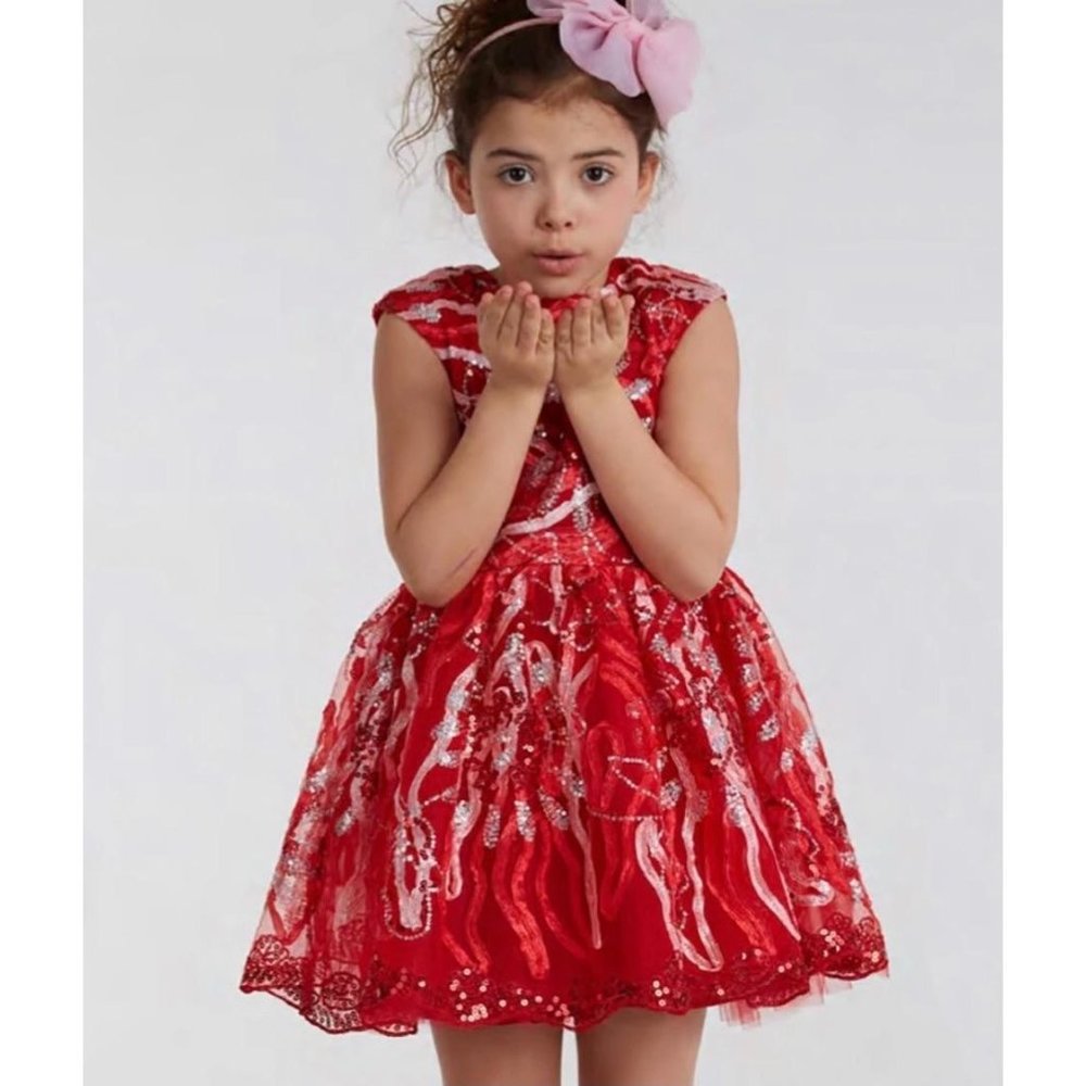 Halabaloo Chasing Fireflies Red Christmas Holiday Party Dress Sz 6